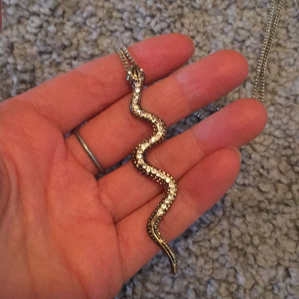 Glittering snake charm necklace